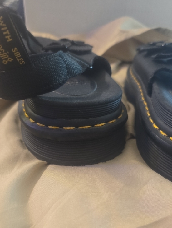 Dr. Martens  Black Triple-Strap Buckle Sandals with Yellow Stitching Like New main image 6